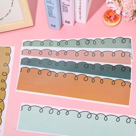 FYSUIMU 60 Pcs Bulletin Board Borders Colorful Boho Squiggles Self-Adhesive Border Trim Sticker Decals for Back to School Home Classroom Party Wall Decoration