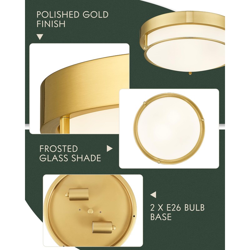 Cargifak 12 inch Flush Mount Light Fixture, 2-Light Modern Ceiling