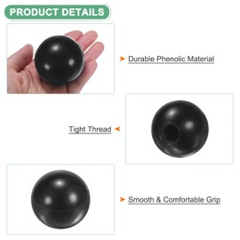 M METERXITY 4-Pack Threaded Ball Knobs, M16 Female Thread 50mm Dia. Thermoset Ball Knob for Lathe/Machine/Lawn Mowers, Round Phenolic Lever Handle [Black]