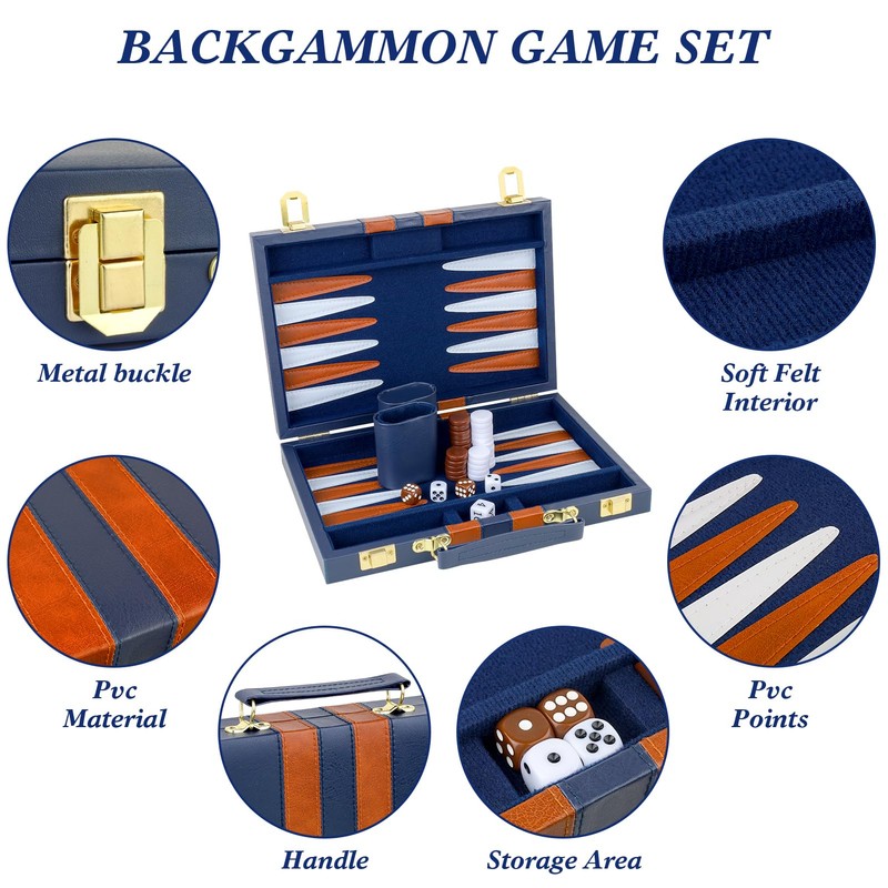 TOPTAN Backgammon Set 2 Players Classic Backgammon Sets for Adults