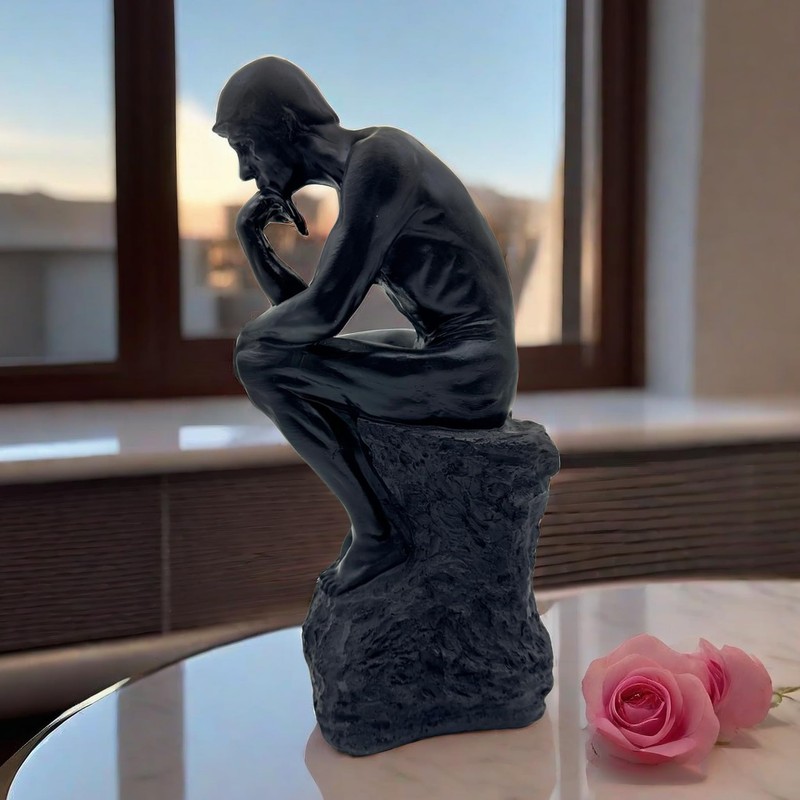 FUNSXBUG 10 Inch Resin The Thinker Statue Thinking Man Sculptures