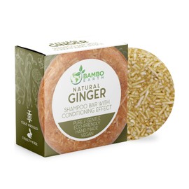 BAMBOEARTH Solid Shampoo Bar And Conditioner Effect Hair Soap – 100% Organic Shampoo Bars For Hair With All Natural Plant Based Essential Oils And Zero Waste Biodegradable Packaging (Ginger)