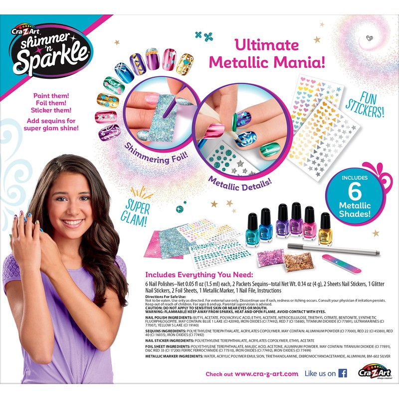 Shimmer 'n Sparkle Metallic Rainbow Nail Art Design Kit for