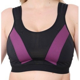 Gemm Womens Plus Size High Impact Sports Bra for Large Breasts Non Wired Gym Clothes Black Purple
