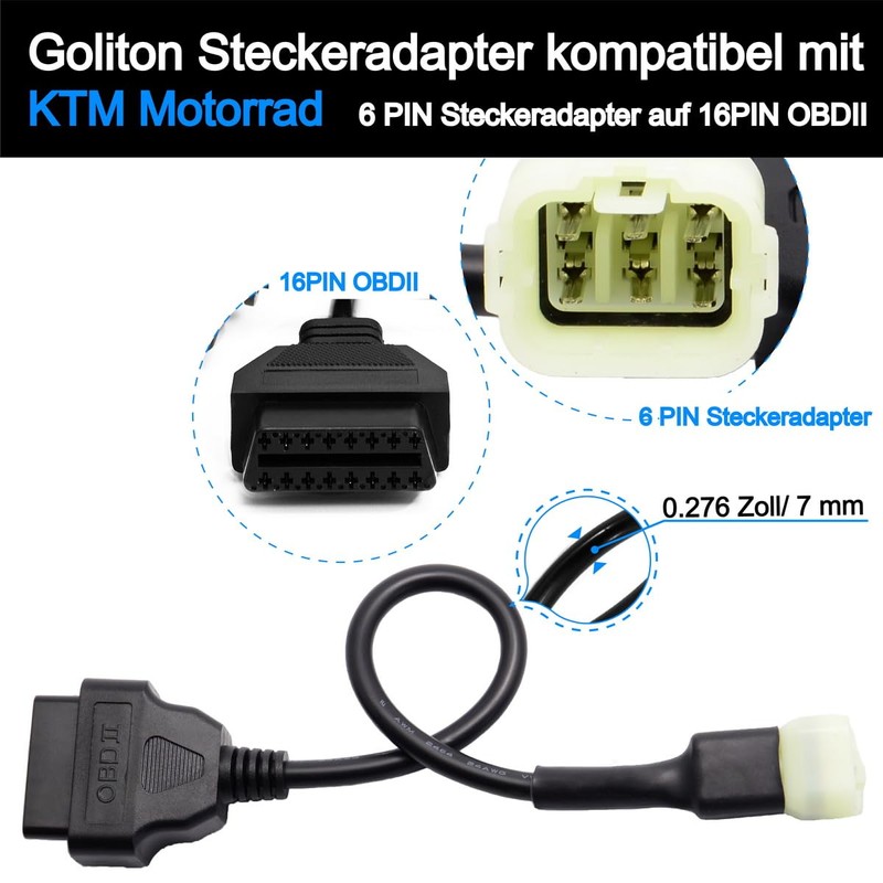 Goliton OBD2 OBDII 6 Pin 16 Pin Diagnostic Adapter Cable