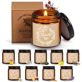 Coume 10 Pcs Thank You Candles Christmas Soy Wax Scented Glass Jar Candles 3.5 oz Baby Shower Favors for Guests Thank You Gifts for Women Wedding Bridal Shower, 10 Fragrance(Winter Christmas Scent)