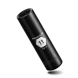 PGROUP 3/8” Drive Deep Impact Socket, Metric(11mm socket), 6-Point, Cr-V Steel With Black Manganese Phosphate Coating