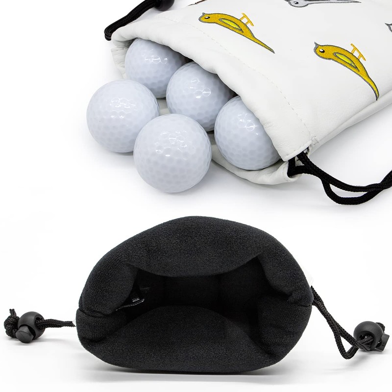 Aliennana Golf Valuables Pouch, Leather Golf Tee Pouch with Drawstring
