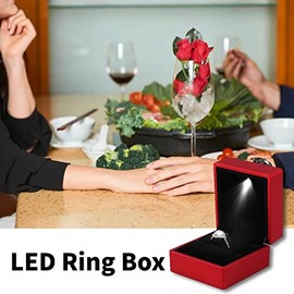 Caja De Anillo De Luz LED, Anillo De Anillo De Boda Expositor De Joyas Organizador De Almacenamiento Para Propuesta Compromiso, Boda, Anillos De Promesa