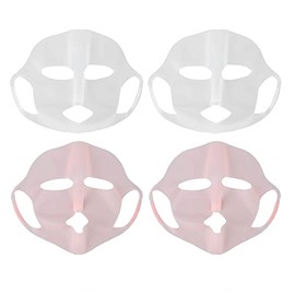 Paquete 4 Mascarillas Faciales Silicona Reutilizable, Cubierta Hidratante para Terapia y Cuidado Piel                                                 