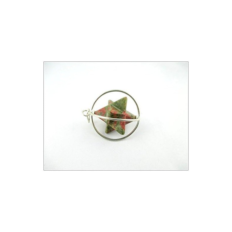 Jet International Energized Unakite Spinning Star Merkaba Pendant 1 Inch