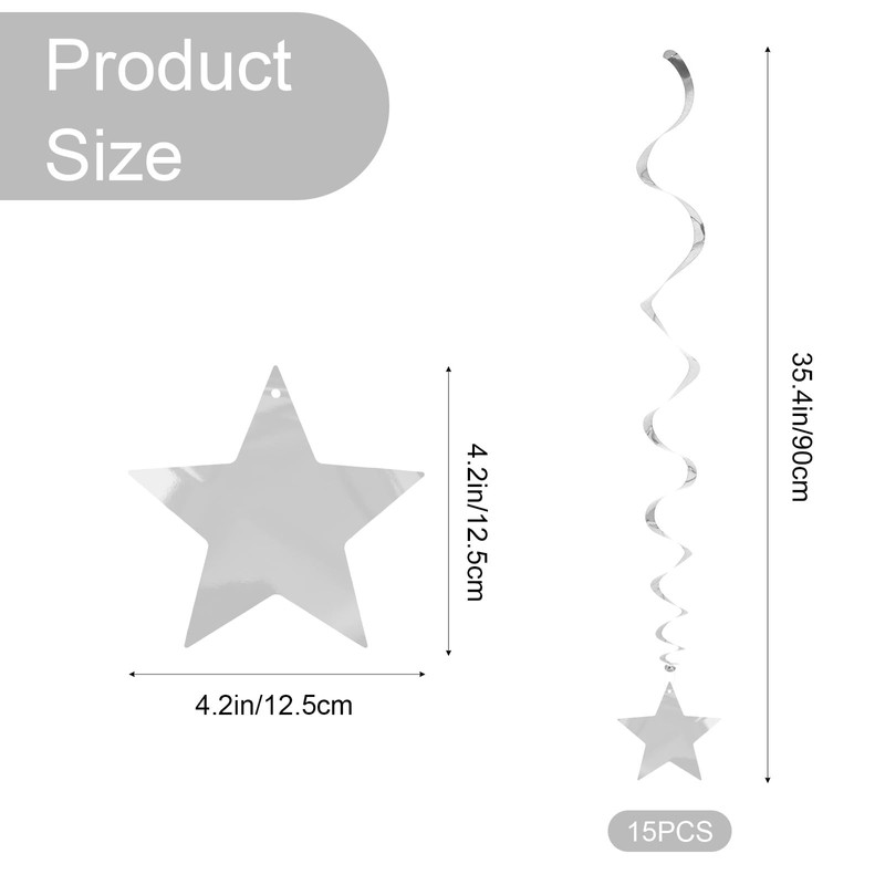 Sdfvsdg Silver Star Hanging Swirl Decorations Ceiling Swirl Foil Decoration