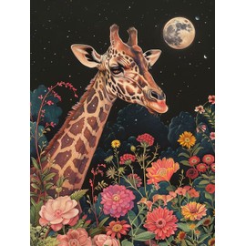 SKRYUIE 5D Giraffe Diamond Painting Kits - DIY Diamond Art Kits for Adults Flower, Full Round Drill - Crystal Cross Stitch - Adults Craft for Wall & Office Decor - 12x16 Inch q18