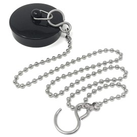 Smith’s® (44.5mm-45mm) Black Plug & Chain - Bathtub, Bathroom, & Kitchen Sink Plug | 48cm Strong Stainless Steel Ball Chain With S-Hooks | Comes Pre-Assembled
