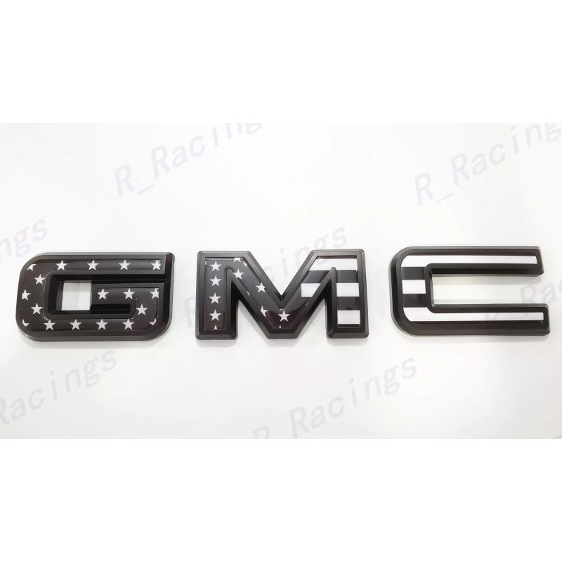 Auto Front Only Black USA Flag Emblem Overlay 2019-2025 GMC