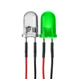 Lumetheus LED Wired 12 Volt 5 mm Colour Green Wired LEDs with Cable Soldered 12 V Resistance Green LEDs