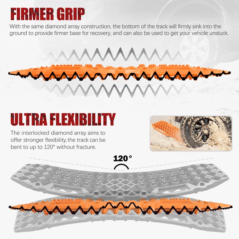 BUNKER INDUST Off-Road Traction Boards with Jack Base,Pair Recovery Track