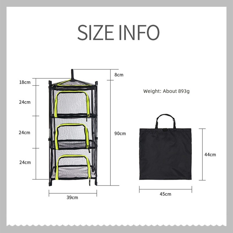 Camping Dry Net 4-Layer Foldable Drying Rack with Carry Bag