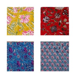 E-Tailor® Ethnic Elegance: Indian Handblock Floral Pre-Cut Quilt Squares in Assorted Cotton Fabrics for Quilting, Sewing, DIY Patchwork Craft Assorted Print-Floral-Multicolored-(Pack of 50) (10x10)