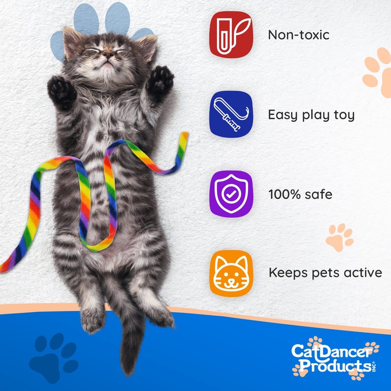 Cat Dancer Products Rainbow Cat Wand Charmer, Safe Teaser Wand