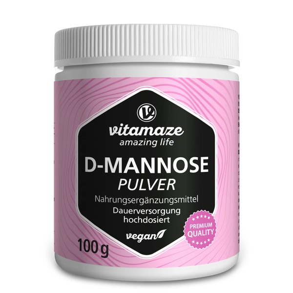 D-Mannose Powder High Dose & Vegan, 2000 mg per Daily Dose, 100 g Can Content for Permanent Supply, Dietary Supplement without Unnecessary Additives, Made in Germany