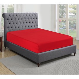 Sapphire collection 200 Thread Count 100% Egyptian Cotton Fitted Sheet (Single, Red)