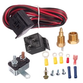PartsSquare 175-185 Degree Electric Cooling Fan Thermostat Kit Temp Sensor Temperature Switch 40 50 60 amp RELAY KIT