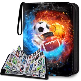 LOMONEH Sports Card Binder with 50 Sleeves,9 Pocket Baseball Card Binder Storage Box,Football Collectible Trading Card Case,Basketball Card Holder,Soccer Card Organizer,Hockey 900 Cards Albums