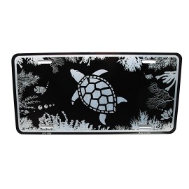 DIGIART INTERNATIONAL SEA TURTLE BLACK BRUSHED Metal Novelty Car license Plate Auto Tag
