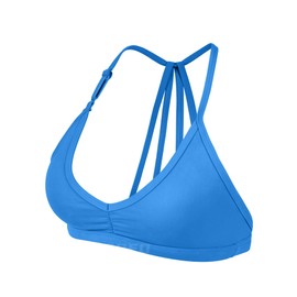 YEOREO Workout Sports Bras for Women Padded Backless Gym Bra Lorelie Light Impact Strappy Criss Cross Yoga Crop Top Blue S