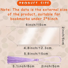 Photo Booth Bookmark Sleeves Photo Booth Frames Clear Blank Bookmark Holder Sleeves 2x6 Inches DIY Vinyl Bookmark Sleeves with Colorful Tassels for Students Reading Party Favors Supplies (100 Pieces)
