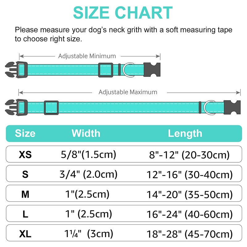 Joytale Reflective Dog Collar,12 Colors,Soft Neoprene Padded Breathable Nylon Pet