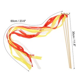 PATIKIL Ribbon Sticks Fairy Wands, 25 Pack Lace Silk Fairy Stick Wand Send Off Streamers for Wedding Party Birthday Holiday Celebration, Red/Yellow
