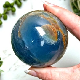 High Quality Healing Crystal L Quartz Ball Craft Decorative Stones Blue Onyx SphereColor: Blue Onyx Sphere, Size: 5.5-6cm