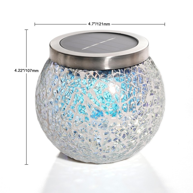 Cooo 2 Pack Heavy Solar Mosaic Crackle Glass Lights with