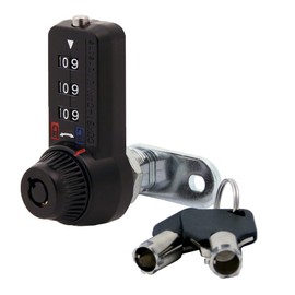 3 Dial Combination Cam Lock w/MK Override Key, 1-1/8", Black