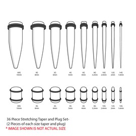 BodyJ4You 36PC Gauges Kit Ear Stretching 14G-00G Turquoise Acrylic Taper Plug Bonus O-Ring Piercing