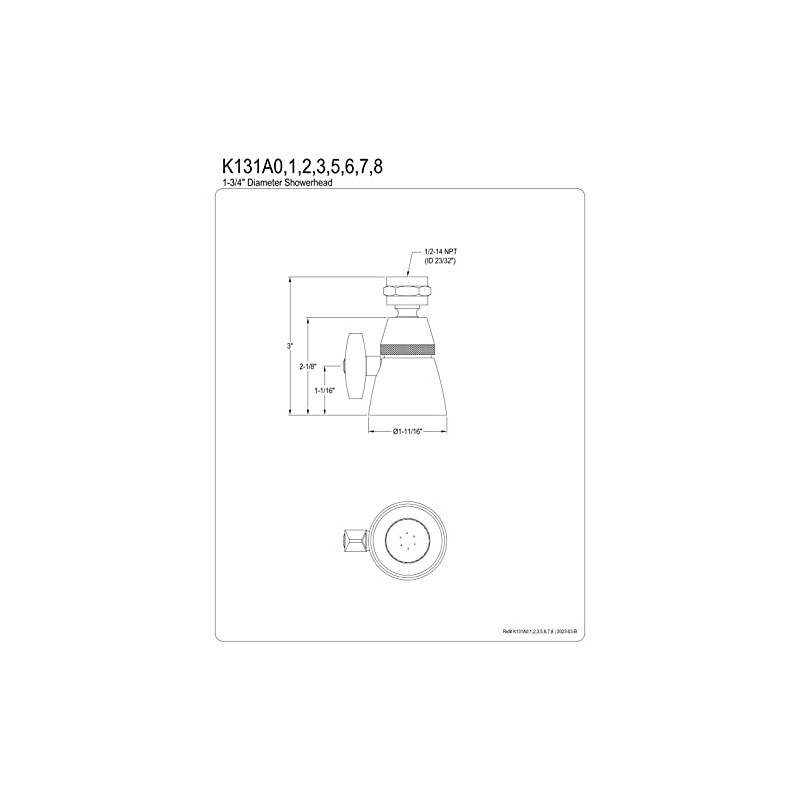 Kingston Brass K131A2 1-3/4-Inch Shower Head, Polished Brass
