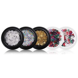 Kingsie Christmas Nail Parts, Snowflake Snow Metal Parts, Winter Nail Art, Nail Decoration, Gel Nails, Gold, White, Set of 5