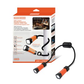 BLACK+DECKER 200LM LED Utility Light, Double-Sided Bendable Gooseneck Style, Magnetic Mount, Wearable, AA Battery-Powered, IP65 Weather-Resistant, Flexible Hands-Free Lighting for Indoors and Outdoors