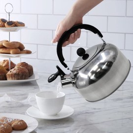 2 L Stainless Steel Whistling Camping Kettle Cordless Gas Hob Kitchen Teapot