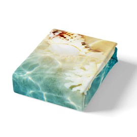 Erosebridal Ocean Bed Sheets Set Full Beach Fitted Sheets Coastal Nature Theme Pattern Teal Flat Sheet Boys Girls Hawaiian Top Sheet Sea Wave Animals Starfish Sheet Set 2Pillow Cases, Blue Room Decor