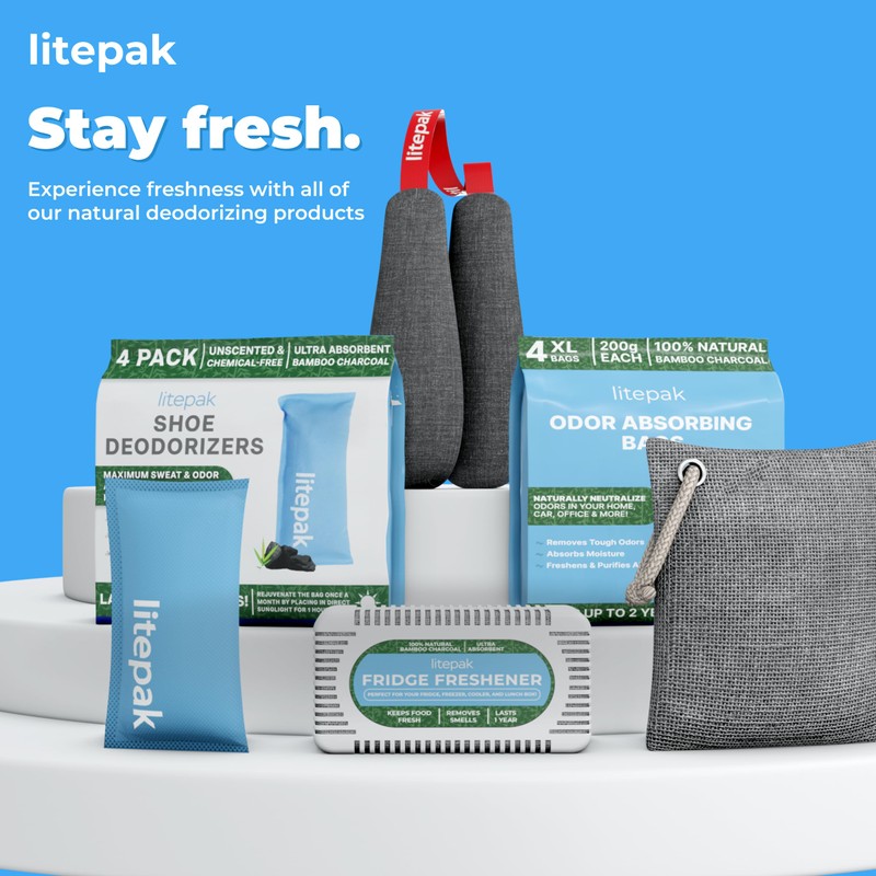 Litepak Shoe Deodorizer and Odor Eliminator Activated Charcoal Odor Absorber