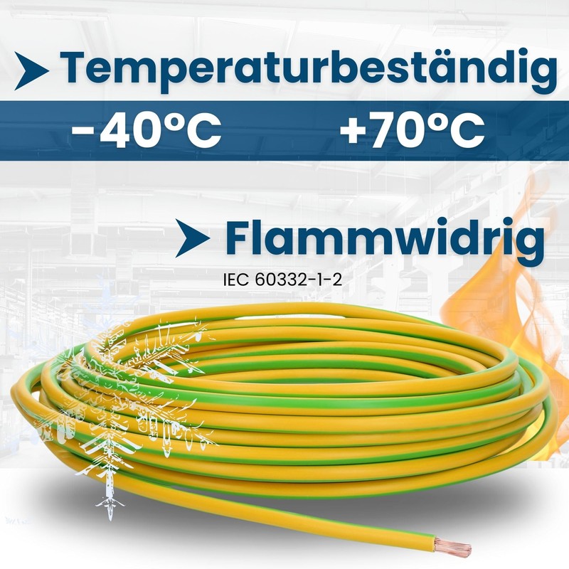 Kalitec 10 Metres H07V-K 1.5 mm² Green/Yellow Wiring Cable, Flexible