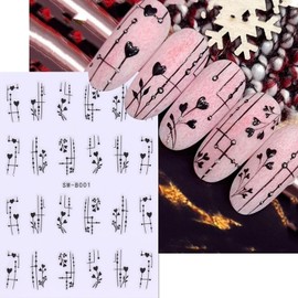 Valentines Nail Stickers 6Pcs Heart Nail Decals 3D Self Adhesive Nail Art Stickers Love Heart Flower Design Valentines Day Nails Supplies Cute Acrylic Nail Decorations for Women Nail Art Accessories