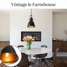 COTTMIC Black Pendant Lights Kitchen Island 3 Pack, Vintage Pendant Light, 6.5’’ Farmhouse Pendant Light Fixtures, Adjustable Height, Pendant Lighting for Dining Room, Living Room, Sink, Bar