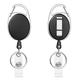 2Pcs Retractable Keyring Retractable Badge Reel Easy Pull Extendable Carabiner Yoyo Reel Clip for Key Ring ID Card Badge Holder