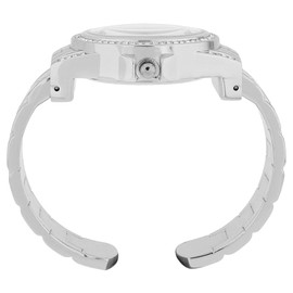 Excellanc Ladies Clasp Watch Metal Bracelet Bangle Readable Numbers Simili Stones Length 15cm Quartz Wrist Watch Gift Idea for Women, Silver/white, Bracelet