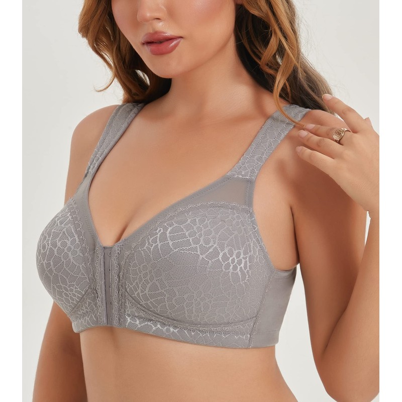 HACI Women's Front Closure Posture Bra Full Coverage Back Support