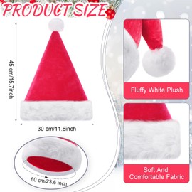 Vicenpal 20 Pcs Santa Hats Bulk Plush Christmas Hats for Adults Women Men Holiday Party Costume(Hot Pink)